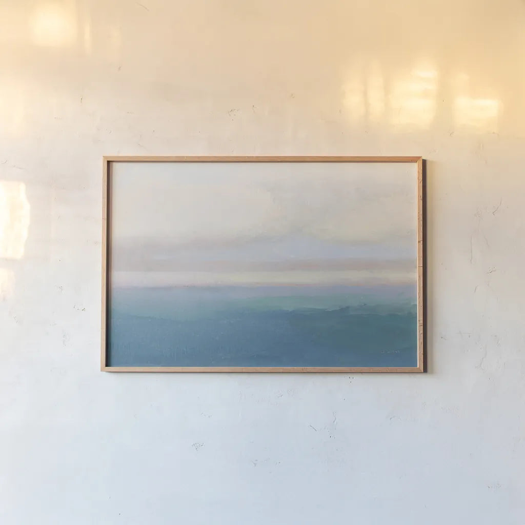 Blue View by James Wiens. shown as a paper print in a natural frame. Available as a archival giclee rolled canvas, fine art paper, or poster print. SKU 75170i.