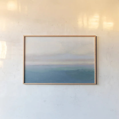 Blue View by James Wiens. shown as a paper print in a natural frame. Available as a archival giclee rolled canvas, fine art paper, or poster print. SKU 75170i.