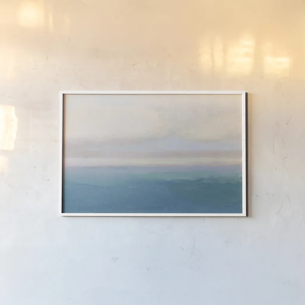 Blue View by James Wiens. shown as a paper print in a white frame. Available as a archival giclee rolled canvas, fine art paper, or poster print. SKU 75170i.