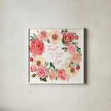 Boho Bouquet  VI by James Wiens. Shown in a crisp white glass frame for a clean and minimalist style. Available as an archival giclee rolled canvas, fine art paper, or poster print. SKU 68446a.