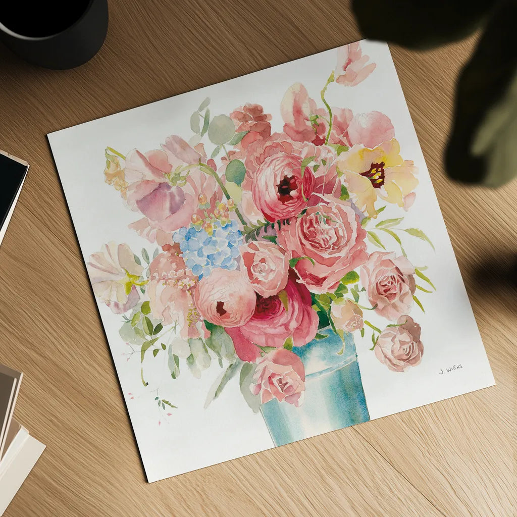 Boho Bouquet  VII by James Wiens. Shown as a detailed flat fine art print, highlighting archival giclee quality. Available as an archival giclee rolled canvas, fine art paper, or poster print. SKU 68447a.