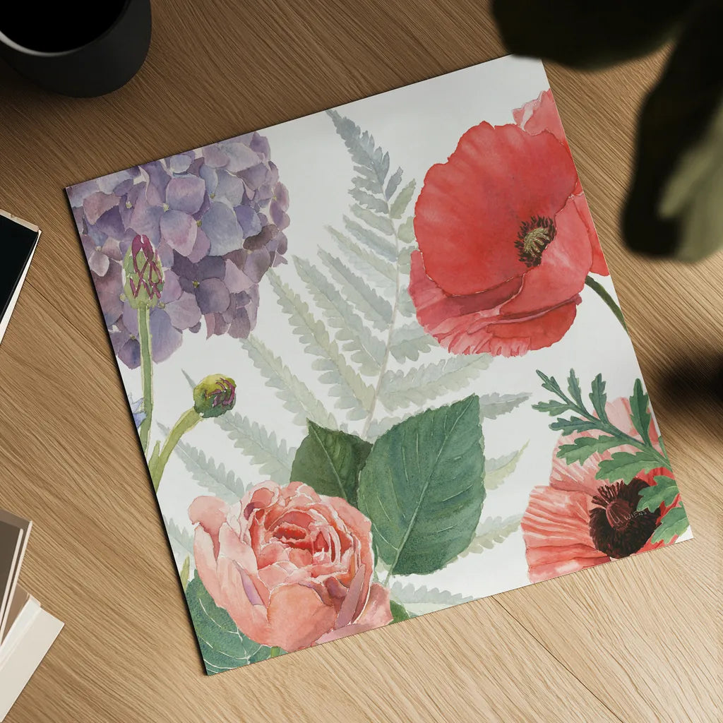 Boho Bouquet  XI by James Wiens. Shown as a detailed flat fine art print, highlighting archival giclee quality. Available as an archival giclee rolled canvas, fine art paper, or poster print. SKU 68451a.