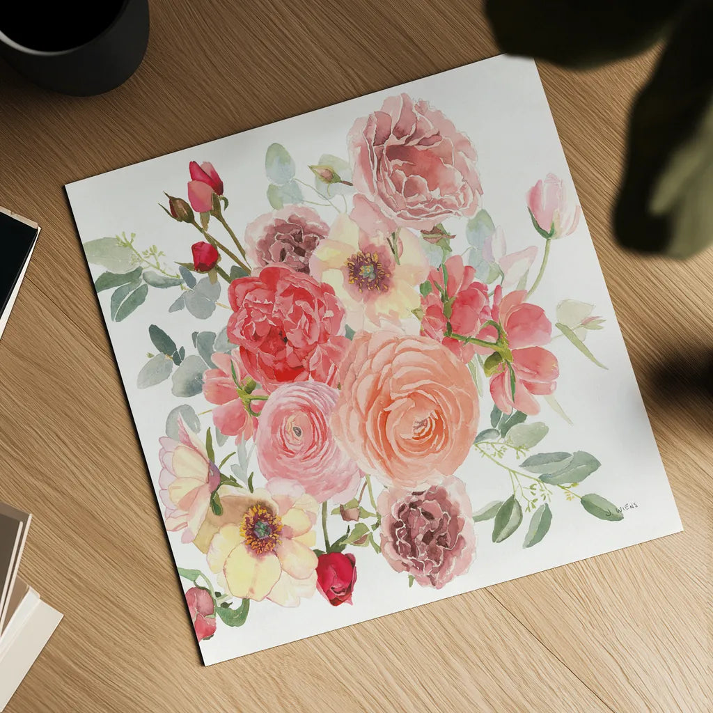 Boho Bouquet  XIV by James Wiens. Shown as a detailed flat fine art print, highlighting archival giclee quality. Available as an archival giclee rolled canvas, fine art paper, or poster print. SKU 68454a.