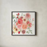 Boho Bouquet  XIV by James Wiens. Shown in a sleek black glass frame for a contemporary gallery look. Available as an archival giclee rolled canvas, fine art paper, or poster print. SKU 68454a.
