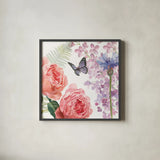 Boho Bouquet  XV by James Wiens. Shown in a sleek black glass frame for a contemporary gallery look. Available as an archival giclee rolled canvas, fine art paper, or poster print. SKU 68455a.
