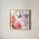 Boho Bouquet  XV by James Wiens. Shown in a natural wood glass frame for a timeless modern aesthetic. Available as an archival giclee rolled canvas, fine art paper, or poster print. SKU 68455a.