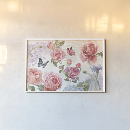 Boho Bouquet I by James Wiens. shown as a paper print in a white frame. Available as a archival giclee rolled canvas, fine art paper, or poster print. SKU 62642i.