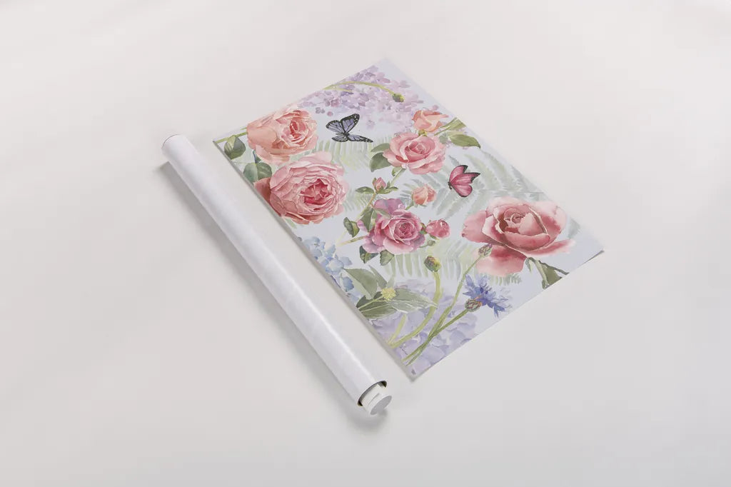 Boho Bouquet I Blue by James Wiens. shown as a rolled paper print. Available as archival giclee rolled canvas, fine art paper, or poster print. SKU 62647i.