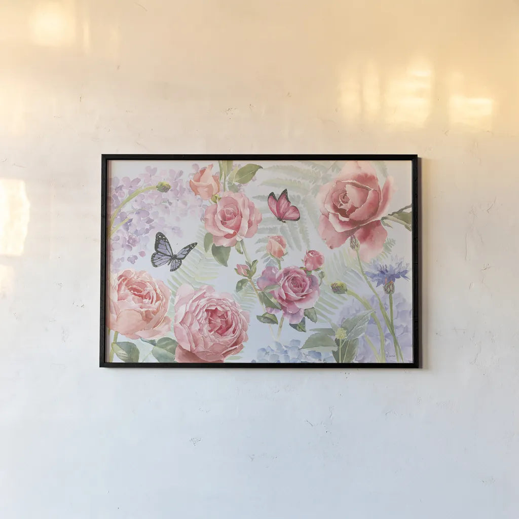 Boho Bouquet I Blue by James Wiens. shown as a paper print in a black flame. Available as a archival giclee rolled canvas, fine art paper, or poster print. SKU 62647i.