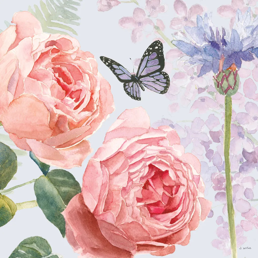 Boho Bouquet II Blue by James Wiens. SKU 62648a. Archival Giclee Fine art print for wall decor.