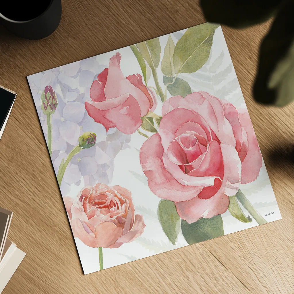 Boho Bouquet III by James Wiens. Shown as a detailed flat fine art print, highlighting archival giclee quality. Available as an archival giclee rolled canvas, fine art paper, or poster print. SKU 62644a.