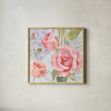 Boho Bouquet III Blue by James Wiens. Shown in a natural wood glass frame for a timeless modern aesthetic. Available as an archival giclee rolled canvas, fine art paper, or poster print. SKU 62649a.