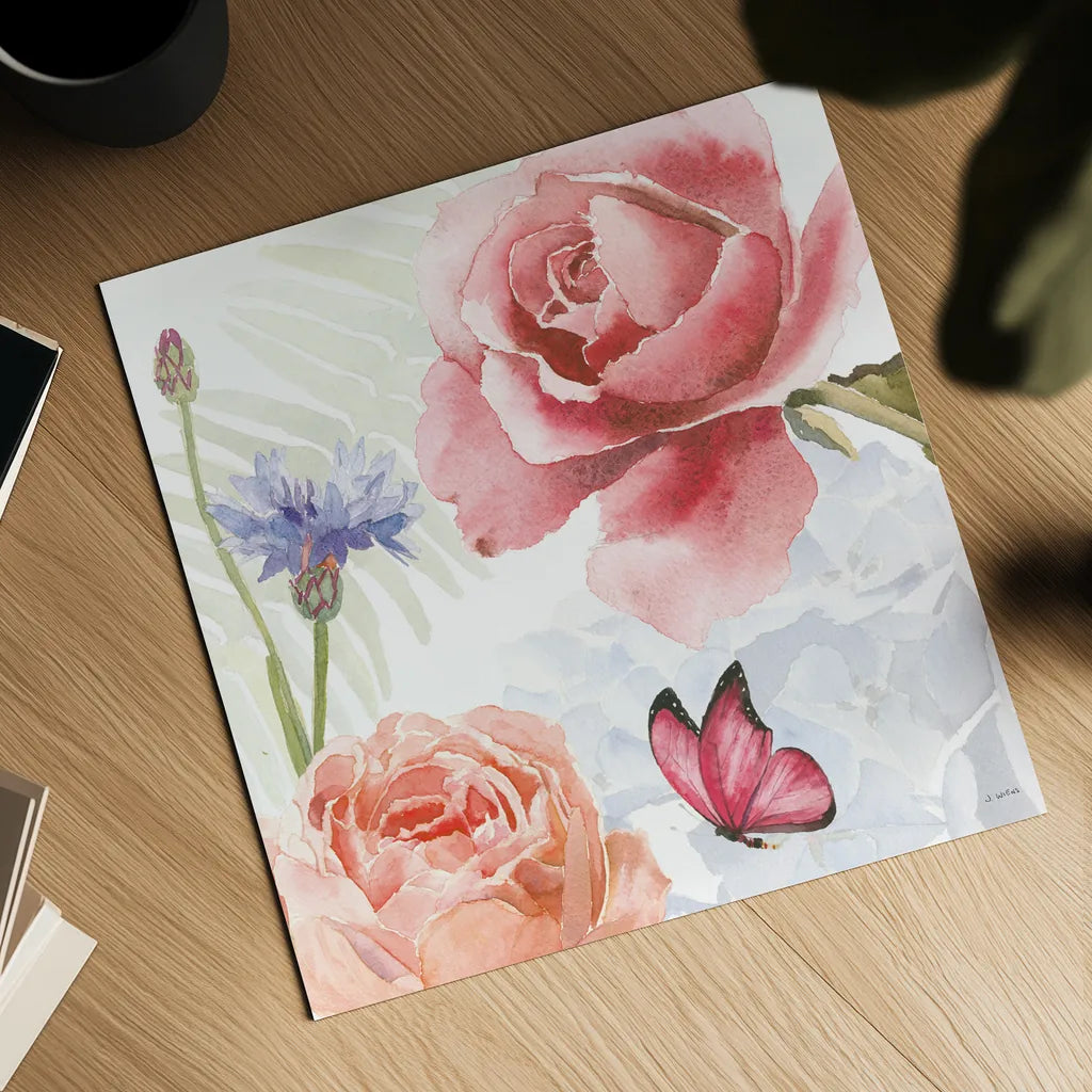 Boho Bouquet IV by James Wiens. Shown as a detailed flat fine art print, highlighting archival giclee quality. Available as an archival giclee rolled canvas, fine art paper, or poster print. SKU 62645a.