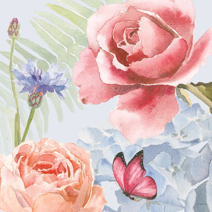 Boho Bouquet IV Blue by James Wiens. SKU 62650a. Archival Giclee Fine art print for wall decor.