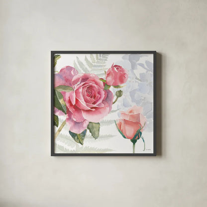 Boho Bouquet V by James Wiens. Shown in a sleek black glass frame for a contemporary gallery look. Available as an archival giclee rolled canvas, fine art paper, or poster print. SKU 62646a.