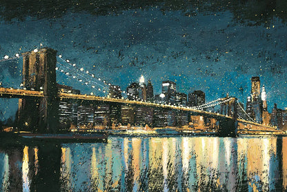 Bright City Lights Blue by James Wiens. SKU 17233i. Archival Giclee Fine art print for wall decor.