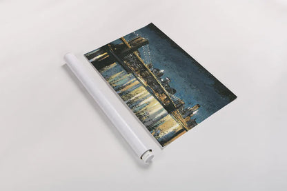 Bright City Lights Blue by James Wiens. shown as a rolled paper print. Available as archival giclee rolled canvas, fine art paper, or poster print. SKU 17233i.