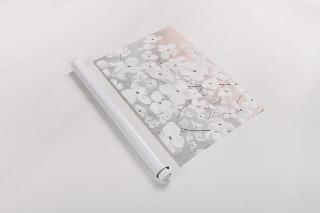 Bringing in Blossoms Blush by James Wiens. shown as a rolled paper print. Available as archival giclee rolled canvas, fine art paper, or poster print. SKU 45677i.