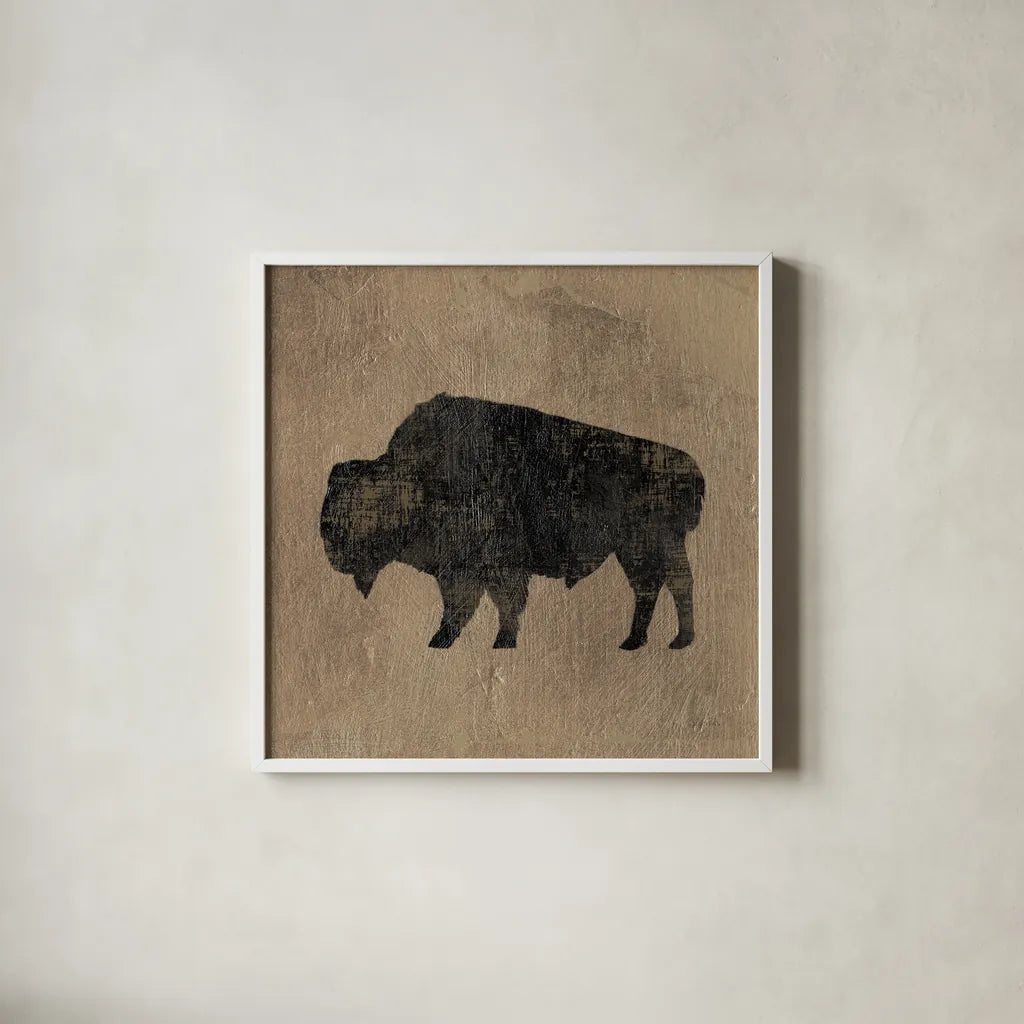 Brown Lodge II by James Wiens. Shown in a crisp white glass frame for a clean and minimalist style. Available as an archival giclee rolled canvas, fine art paper, or poster print. SKU 50175a.
