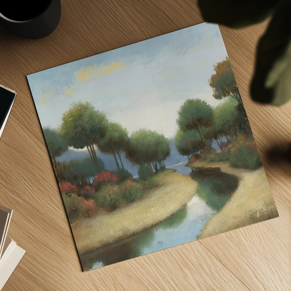 By the Waterways I by James Wiens. Shown as a detailed flat fine art print, highlighting archival giclee quality. Available as an archival giclee rolled canvas, fine art paper, or poster print. SKU 62009a.