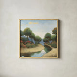 By the Waterways I by James Wiens. Shown in a natural wood glass frame for a timeless modern aesthetic. Available as an archival giclee rolled canvas, fine art paper, or poster print. SKU 62009a.