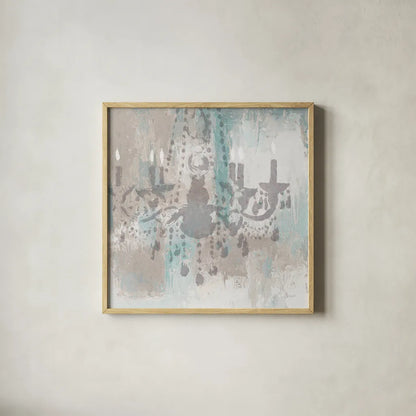 Candelabra Teal I by James Wiens. Shown in a natural wood glass frame for a timeless modern aesthetic. Available as an archival giclee rolled canvas, fine art paper, or poster print. SKU 14118a.