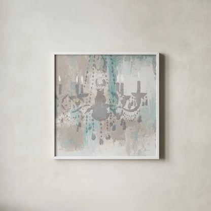Candelabra Teal I by James Wiens. Shown in a crisp white glass frame for a clean and minimalist style. Available as an archival giclee rolled canvas, fine art paper, or poster print. SKU 14118a.