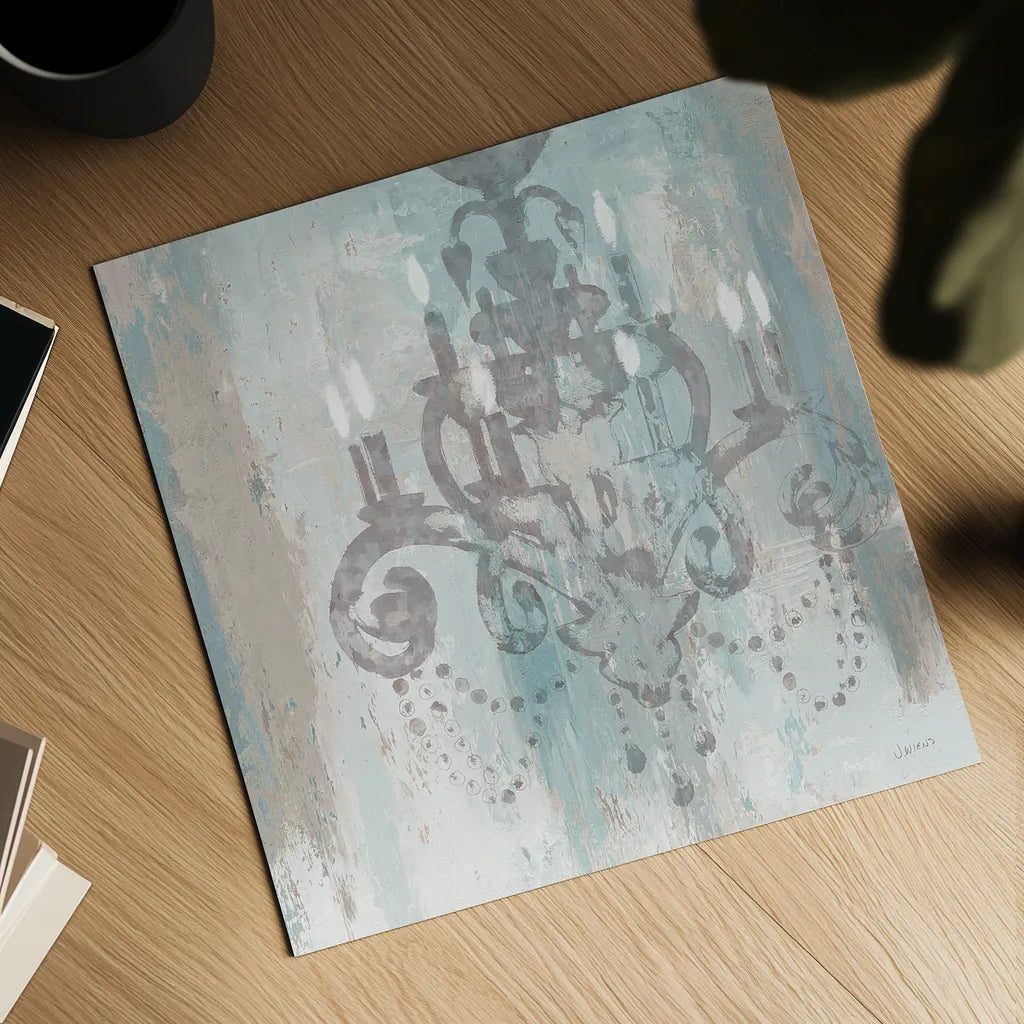 Candelabra Teal II by James Wiens. Shown as a detailed flat fine art print, highlighting archival giclee quality. Available as an archival giclee rolled canvas, fine art paper, or poster print. SKU 14119a.