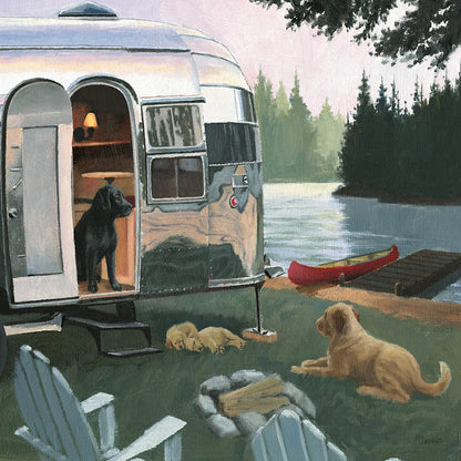 Canine Camp by James Wiens. SKU 33401a. Archival Giclee Fine art print for wall decor.