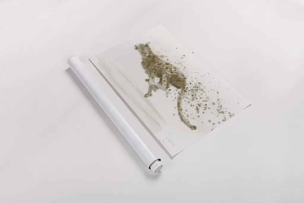 Cheetah II Crop by James Wiens. shown as a rolled paper print. Available as archival giclee rolled canvas, fine art paper, or poster print. SKU 59455i.