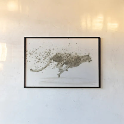 Cheetah v.2 by James Wiens. shown as a paper print in a black flame. Available as a archival giclee rolled canvas, fine art paper, or poster print. SKU 22186i.