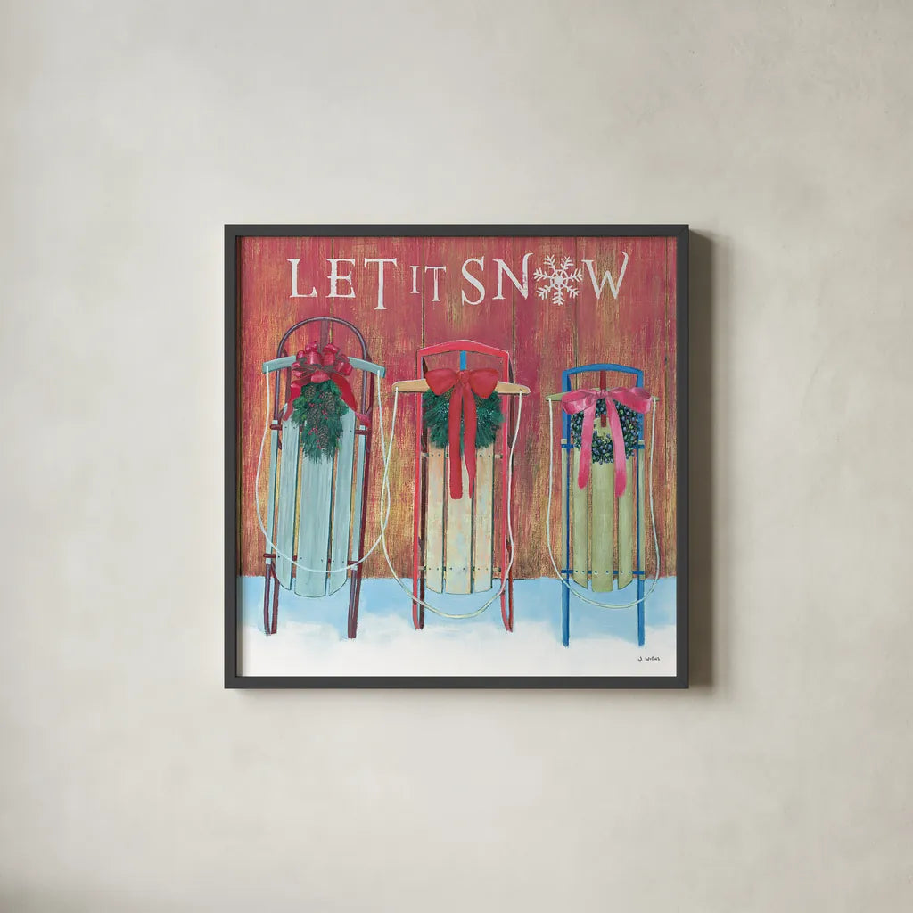 Christmas Affinity IX by James Wiens. Shown in a sleek black glass frame for a contemporary gallery look. Available as an archival giclee rolled canvas, fine art paper, or poster print. SKU 42605a.