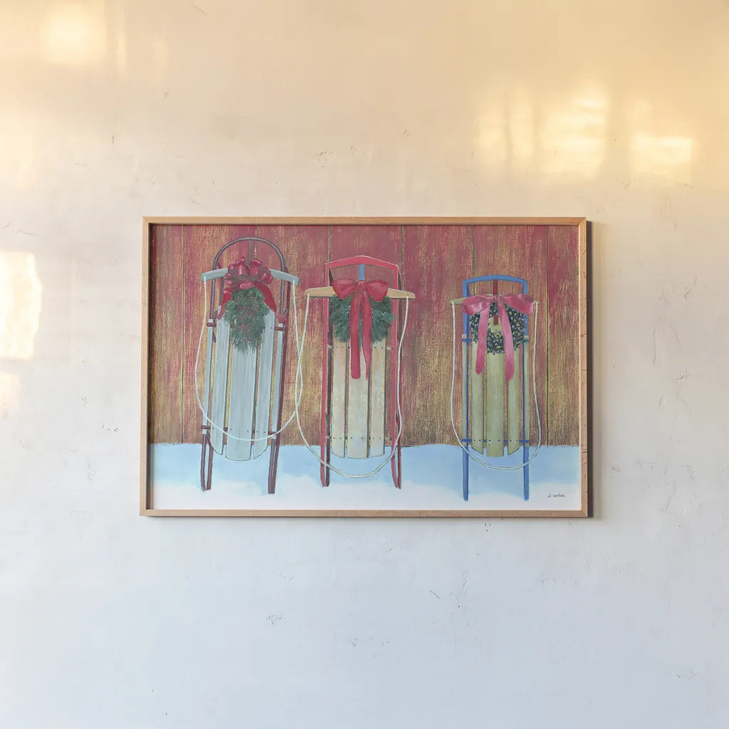 Christmas Affinity V by James Wiens. shown as a paper print in a natural frame. Available as a archival giclee rolled canvas, fine art paper, or poster print. SKU 42601i.