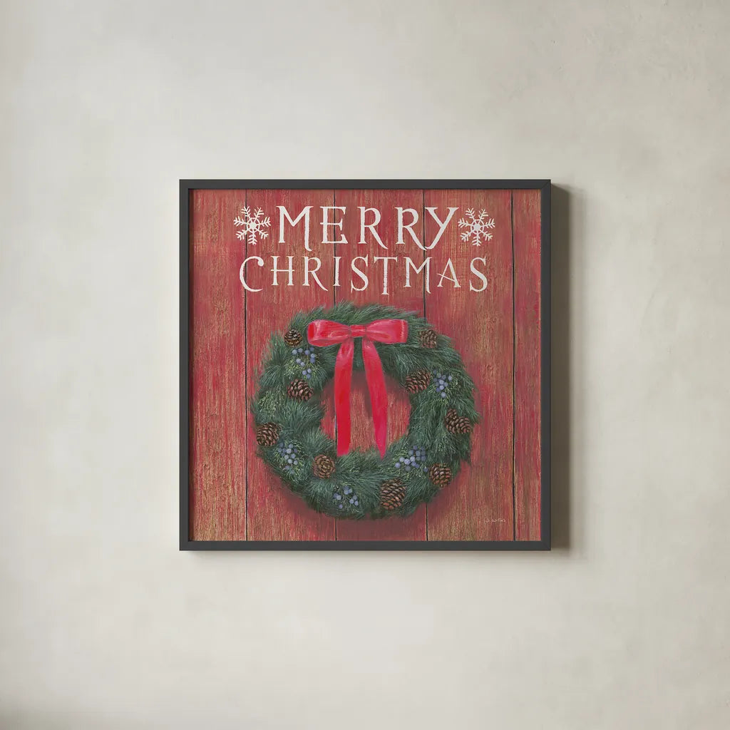 Christmas Affinity VII by James Wiens. Shown in a sleek black glass frame for a contemporary gallery look. Available as an archival giclee rolled canvas, fine art paper, or poster print. SKU 42603a.