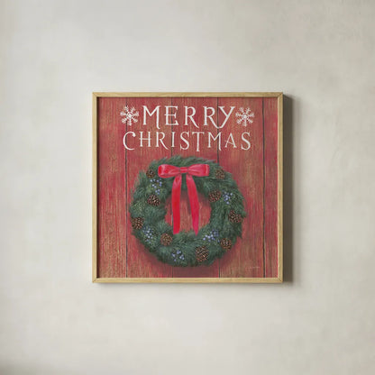 Christmas Affinity VII by James Wiens. Shown in a natural wood glass frame for a timeless modern aesthetic. Available as an archival giclee rolled canvas, fine art paper, or poster print. SKU 42603a.