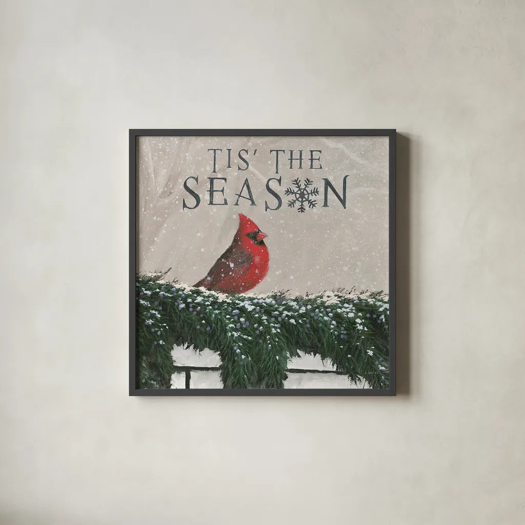 Christmas Affinity X by James Wiens. Shown in a sleek black glass frame for a contemporary gallery look. Available as an archival giclee rolled canvas, fine art paper, or poster print. SKU 42606a.