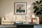 Christmas Affinity X by James Wiens. Displayed in a glass frame with matte in a clean modern living room. Available as an archival giclee rolled canvas, fine art paper, or poster print. SKU 42606a.