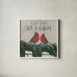 Christmas Affinity X Two Birds by James Wiens. Shown in a crisp white glass frame for a clean and minimalist style. Available as an archival giclee rolled canvas, fine art paper, or poster print. SKU 47615a.