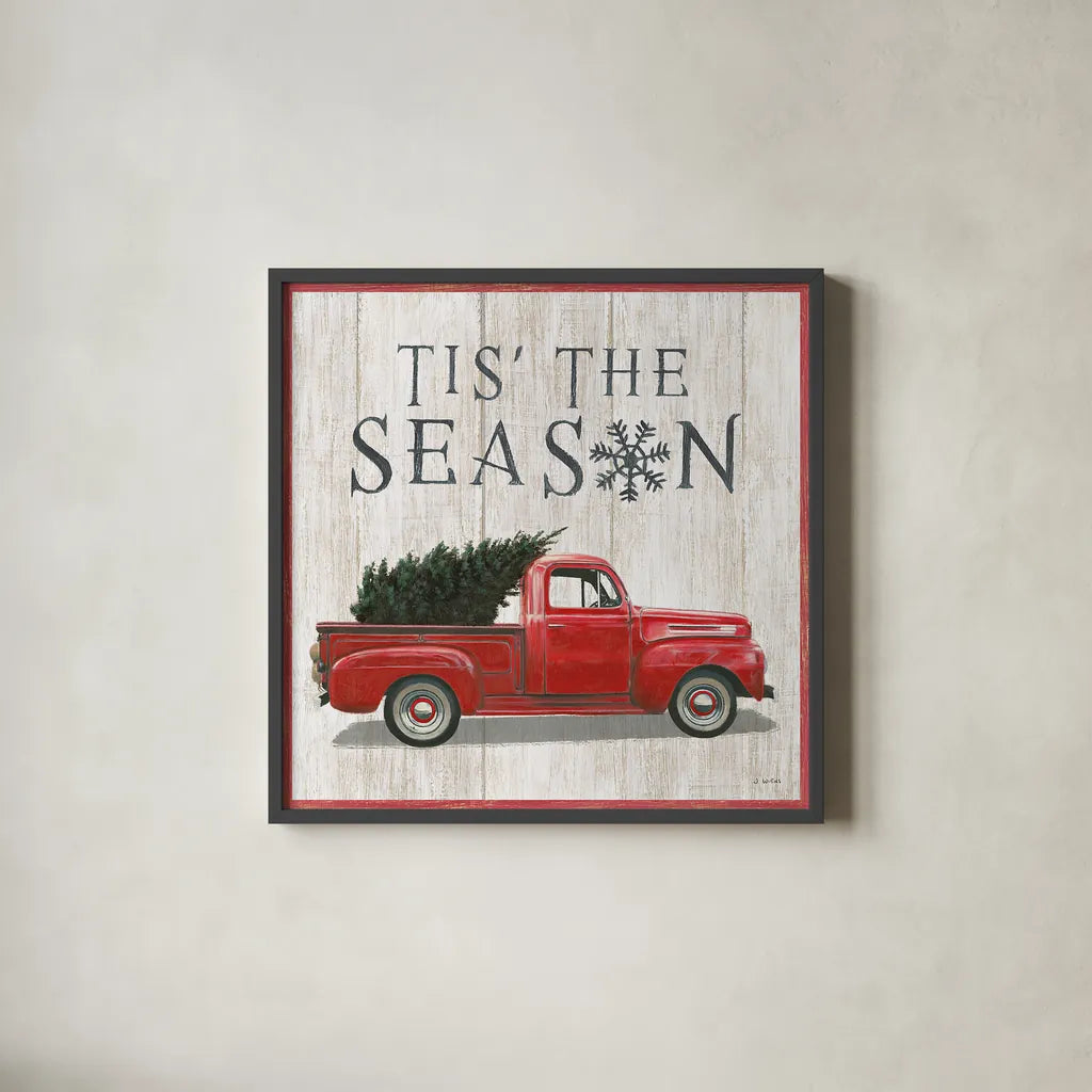 Christmas Affinity XI by James Wiens. Shown in a sleek black glass frame for a contemporary gallery look. Available as an archival giclee rolled canvas, fine art paper, or poster print. SKU 42607a.