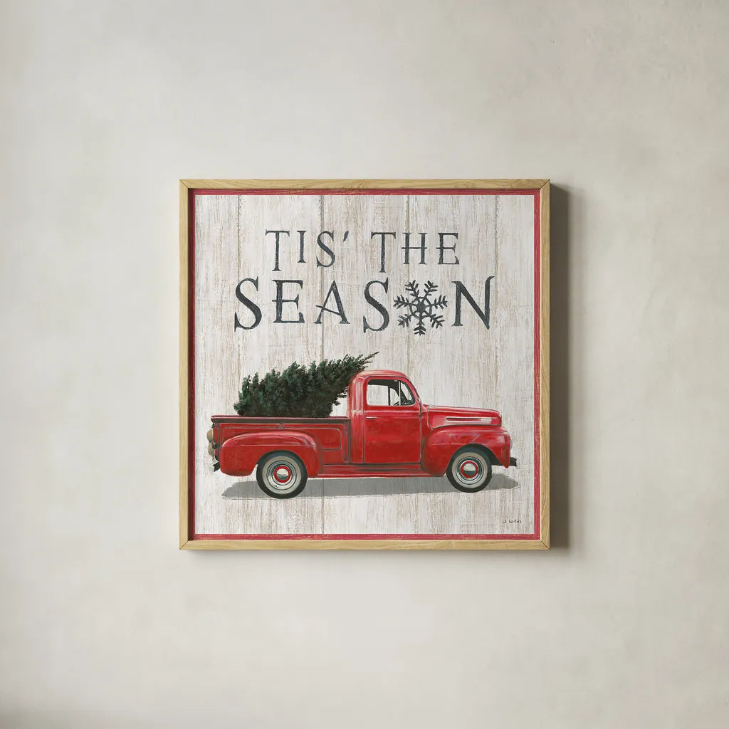 Christmas Affinity XI by James Wiens. Shown in a natural wood glass frame for a timeless modern aesthetic. Available as an archival giclee rolled canvas, fine art paper, or poster print. SKU 42607a.