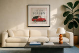Christmas Affinity XI by James Wiens. Displayed in a glass frame with matte in a clean modern living room. Available as an archival giclee rolled canvas, fine art paper, or poster print. SKU 42607a.