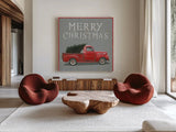 Christmas Affinity XI Merry Christmas by James Wiens. Shown as extra-large giant wall art in a modern living room. Available as an archival giclee rolled canvas, fine art paper, or poster print. SKU 47614a.