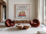 Christmas Affinity XII by James Wiens. Shown as extra-large giant wall art in a modern living room. Available as an archival giclee rolled canvas, fine art paper, or poster print. SKU 42608a.