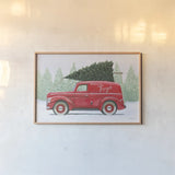 Christmas Farm II by James Wiens. shown as a paper print in a natural frame. Available as a archival giclee rolled canvas, fine art paper, or poster print. SKU 71004i.