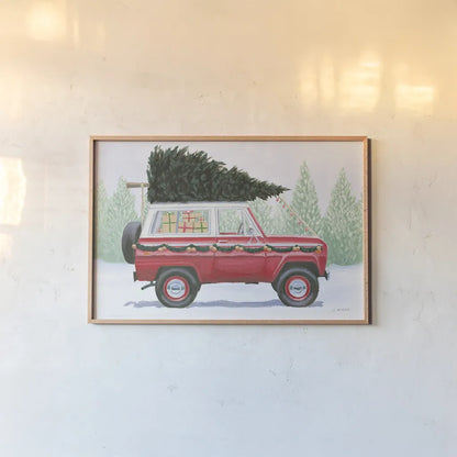 Christmas Farm III by James Wiens. shown as a paper print in a natural frame. Available as a archival giclee rolled canvas, fine art paper, or poster print. SKU 71005i.