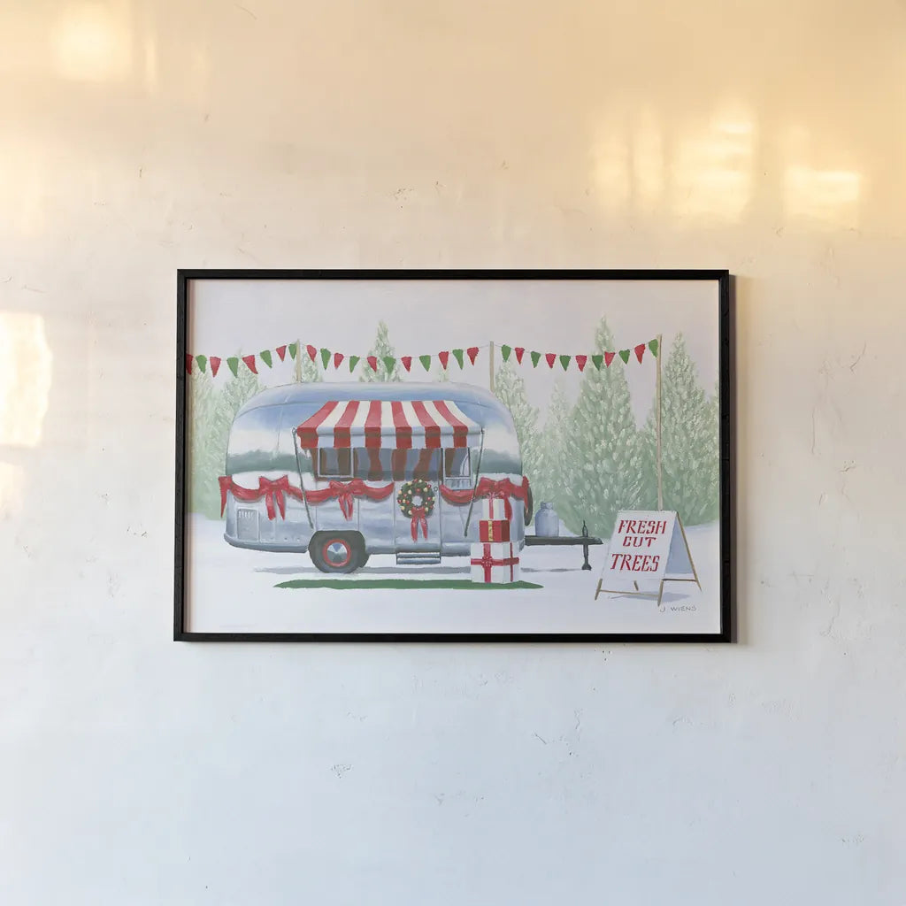 Christmas Farm IV by James Wiens. shown as a paper print in a black flame. Available as a archival giclee rolled canvas, fine art paper, or poster print. SKU 71006i.