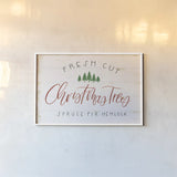 Christmas Farm V by James Wiens. shown as a paper print in a white frame. Available as a archival giclee rolled canvas, fine art paper, or poster print. SKU 71007i.