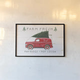Christmas Farm VI by James Wiens. shown as a paper print in a black flame. Available as a archival giclee rolled canvas, fine art paper, or poster print. SKU 71008i.