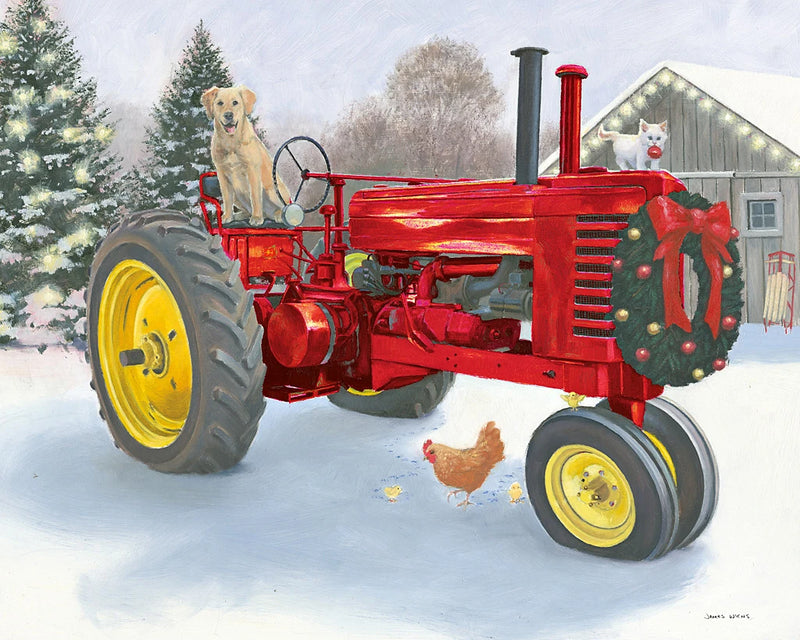 Christmas in the Heartland III Red Tractor by James Wiens