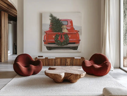 Christmas in the Heartland IV Crop by James Wiens. Shown as extra-large giant wall art in a modern living room. Available as an archival giclee rolled canvas, fine art paper, or poster print. SKU 27854a.